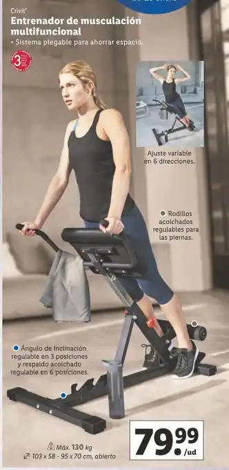 Lidl Entrenador de musculación multifuncional crivit oferta
