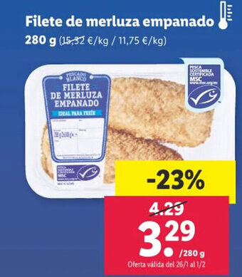 Lidl Filete De Merluza Empanado 280 g. oferta