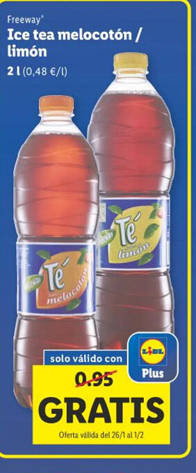 Lidl Ice Tea Melocotón / Limón 2 l. oferta