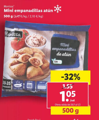 Lidl Monissa Mini Empanadillas Atún 500 g. oferta
