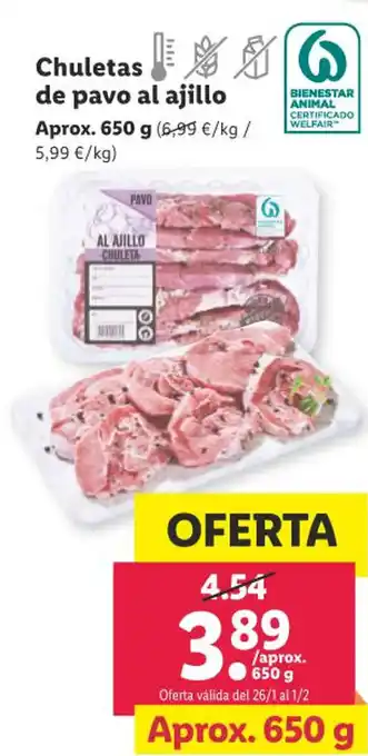 Lidl Chuletas de pavo al ajilllo oferta