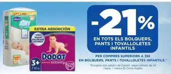 Hipercor En Tots Els Bolquers, Pants I Tovalloletes Infantils oferta