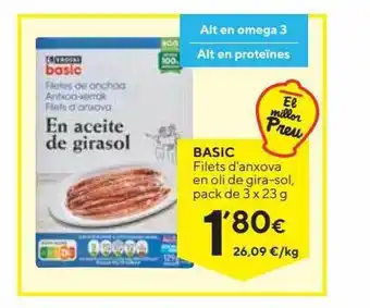 Caprabo Basic filets d'anxova en oli de gira-sol oferta