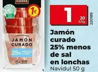 Dia Jamón curado 25% menos de sal en lonchas navidul oferta