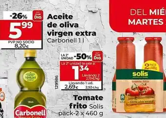 Dia Aceite de oliva virgen extra carbonell tomate frito solis oferta