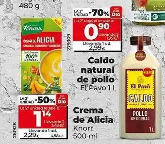 Dia Caldo natural de pollo al pavo crema de alcia knorr oferta