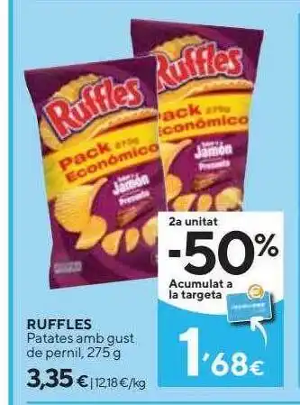 Caprabo Ruffles patates amb gust de pernil oferta