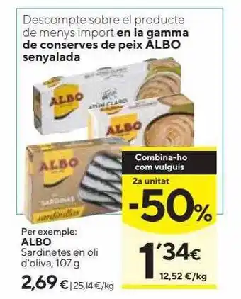 Caprabo 2a unitat -50% albo sardinetes en oli d'oliva oferta
