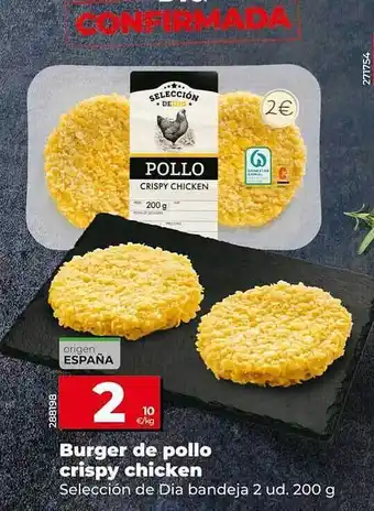 Dia Burguer de pollo crispy chicken selección de dia oferta