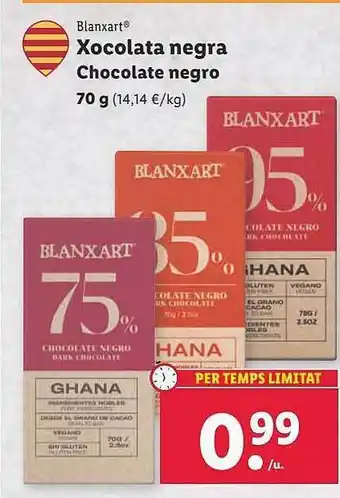 Lidl Blanxart xocolata negra chocolate negro oferta