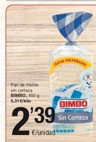 SPAR Pan de molde sin corteza bimbo oferta