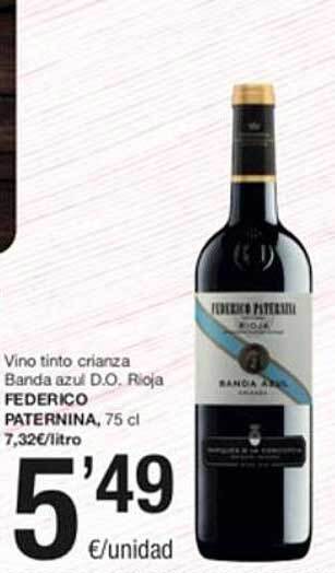 SPAR Vino tinto crianza banda azul d.o. rioja federico paternina oferta