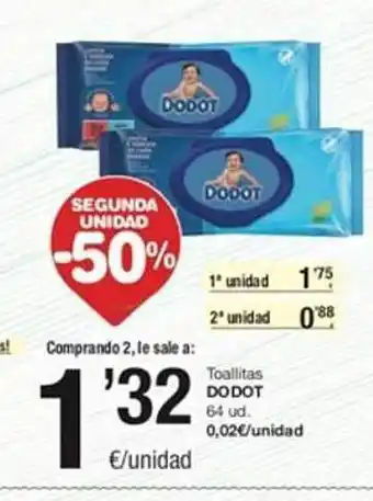 SPAR Segunda unidad -50% toallitas dodot oferta