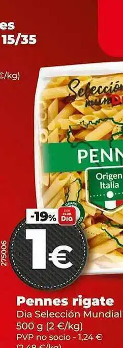 Dia Pennes rigate dia selección mundial oferta