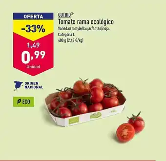 ALDI Gutbio tomate rama ecológico oferta