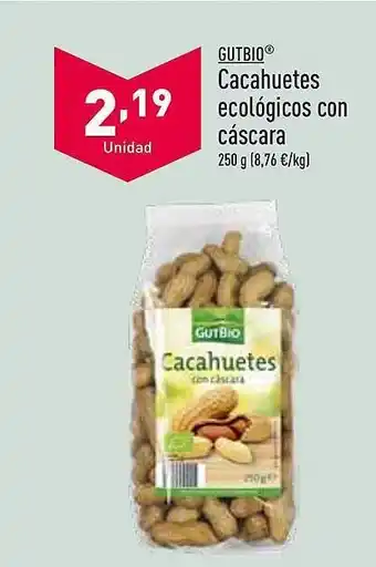 ALDI Gutbio cacahuetes ecológicos con cáscara oferta
