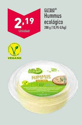 ALDI Gutbio hummus ecológico oferta