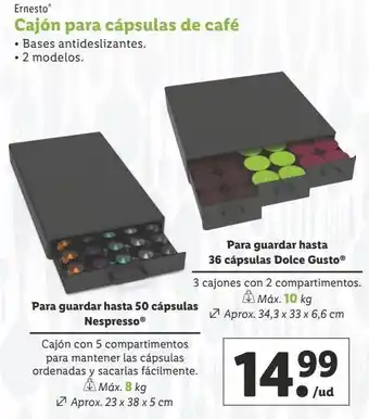 Lidl Cajón para cápsulas de café ernesto oferta