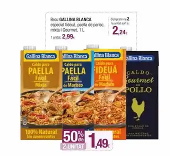 Condis 50% dte 2a unitat brou gallina blanca especial fideuà, paella de parisc, mixta i gourmet oferta