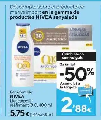 Caprabo Nivea llet corporal reafirmant q10 oferta