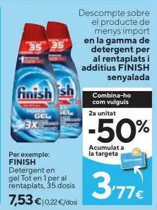Caprabo Finish detergent en gel tot en 1 per al rentaplats oferta