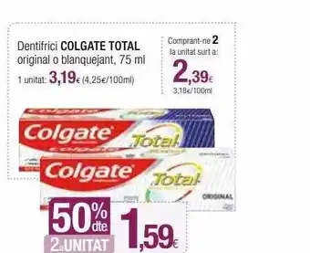 Condis 50% dte. 2a unitat dentifrici colgate total original o blanquejant oferta