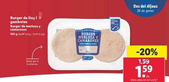 Lidl Burger De Lluç I Gambetes Burger De Merluza Y Camarones oferta
