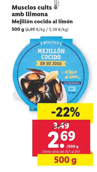 Lidl Musclos Cuits Amb Llimona Mejillón Cocido Al Limón oferta