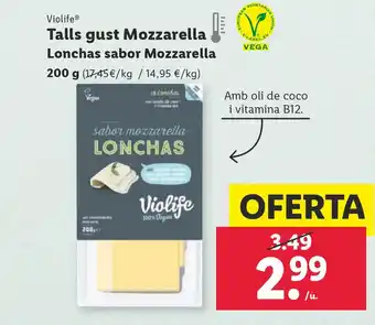 Lidl Talls Gust Mozzarella 200 g. oferta