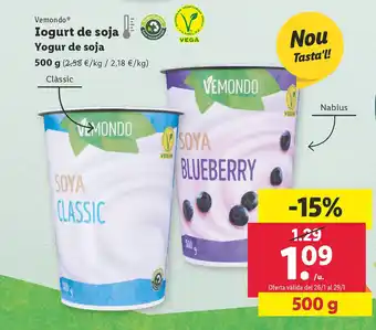 Lidl Vemondo Iogurt De Soja 500 g. oferta