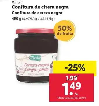Lidl Maribel Confitura De Cirera Negra 450 g. oferta