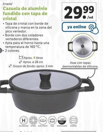Lidl Ernesto Cazuela De Aluminio Fundido Con Tapa De Cristal oferta