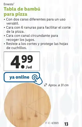 Lidl Tabla De Bambú Para Pizza oferta