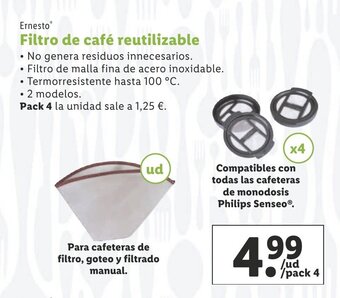 Lidl Ernesto Filtro De Café Reutilizable oferta