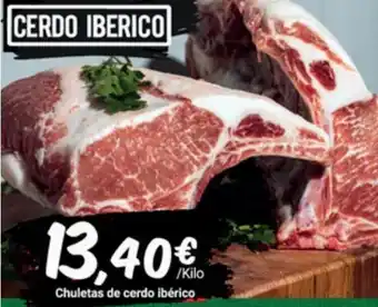 Supermercados Plaza Chuletas de Cerdo Ibérico oferta