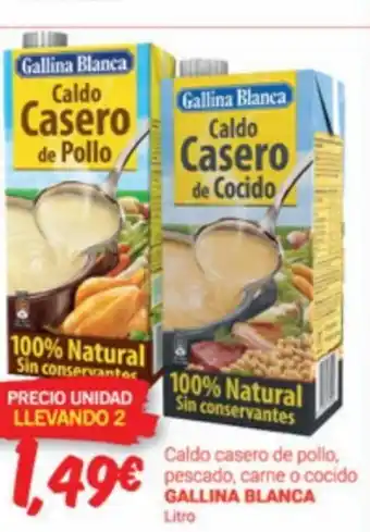 Supermercados Plaza Caldo Casero de Pollo, Pescado, Carne o Cocido Gallina Blanca oferta