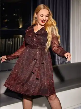 Shein Shein unity vestido con cinturón brillante de cuello cruzado oferta