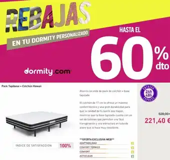 Dormity Rebajas en tu dormity personalizado dormity.com pack tapibase + colchón hawaii indice de satisfaccion 100% ahorra con es oferta
