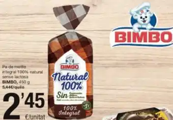 SPAR Fragadis Pa de Motlle Integral 100% Natural Sense Lactosa Bimbo 450 g. oferta