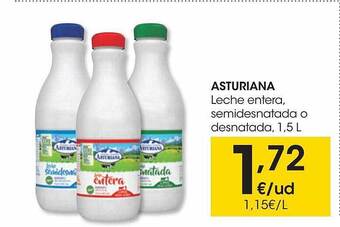 Eroski Asturiana leche entera, semidesnatada o desnatada oferta