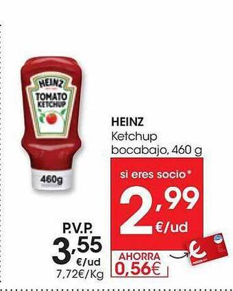Eroski Heinz ketchup bocabajo, 460 g oferta