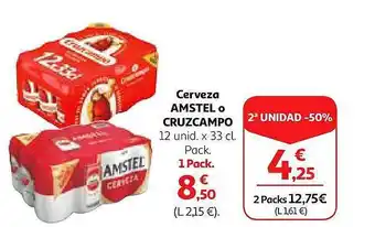 Alcampo Cerveza amstel o cruzcampo 12 oferta