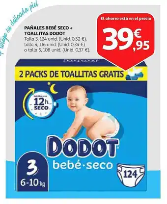 Alcampo Pañales bebé seco + toallitas dodot oferta