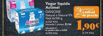 Gadis Yogur líquido actimel danone natural o natural 0% pack 6 oferta