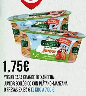 Claudio Yogur casa grande de xanceda junior ecológico con plátano-manzana o resas 2x125 g oferta