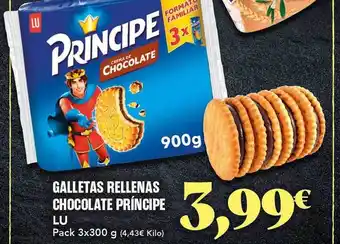 Gadis Galletas rellenas chocolate príncipe lu pack 3 oferta