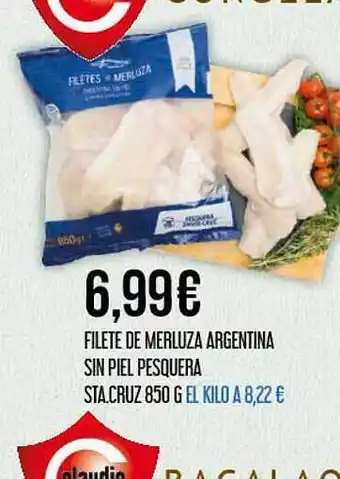 Claudio Filete de merluza argentina sin piel pesquera oferta