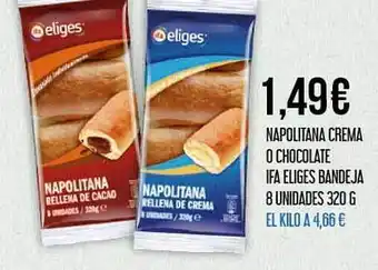 Claudio Napolitana crema o chocolate ifa eliges bande ja 8 unidades 320 g oferta