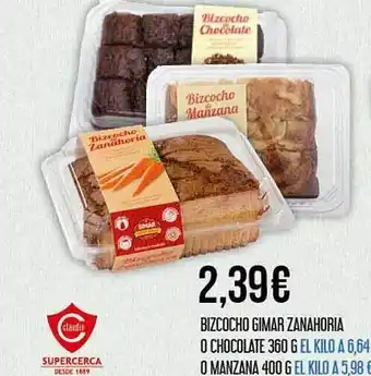 Claudio Bizcocho gimar zanahoria o chocolate 360 g, o manzana 400 g oferta