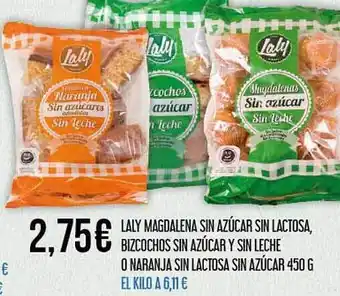 Claudio Laly magdalena sin azúcar y sin leche o naranja sin lactosa sin azúcar 450 g oferta